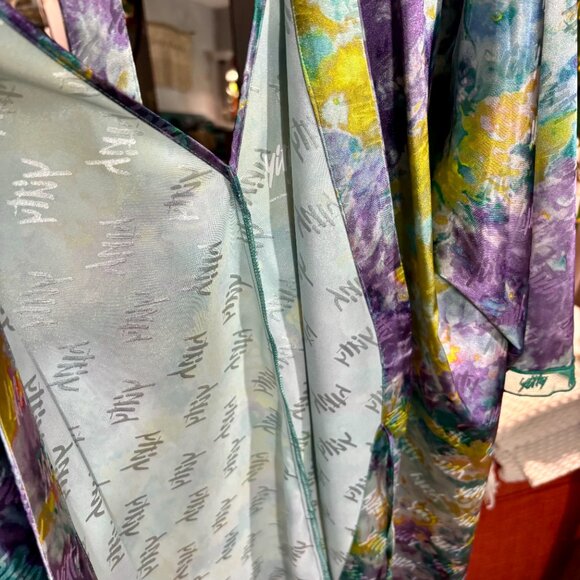 Yitty Satin Pretty Mini Robe Deep Sea Watercolor - Picture 10 of 11